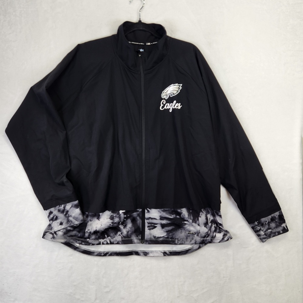 MSX by Michael Strahan NFL Philadelphia Eagles Black Tie Dye Trim Jacket 3XL‎